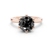 Round Tapered Solitaire Engagement Ring Setting for a Black Center | Claw Prong Head | Rose Gold