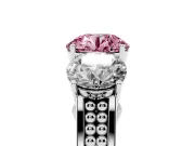 Round Engagement Ring Setting for a Fancy Pink Lab-Grown Diamond | Three Stone | White Gold