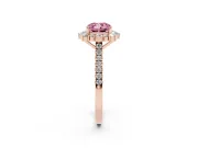 Cushion Cut Scalloped Halo Engagement Ring Setting for a Fancy Pink Lab-Grown Diamond | Single Row Pave | Rose Gold