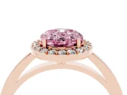 Fancy Pink Oval Cut Diamond Halo Ring Set in Rose gold with Solitaire Band and Prong Setting