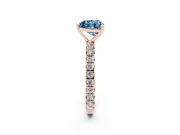 Heart-Shaped Pavé Engagement Ring Setting for a Fancy Blue Lab-Grown Diamond | Rose Gold