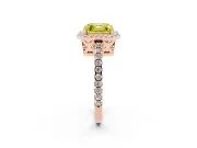 Asscher Cut Pave Halo Engagement Ring Setting for a Fancy Yellow Lab-Grown Diamond | Rose Gold