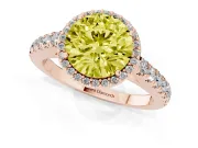 Round Halo Pavé Engagement Ring Setting for a Fancy Yellow Lab-Grown Diamond | Rose Gold