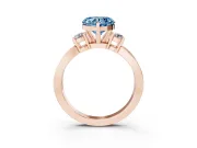Fancy Blue Three-Stone Heart Cut Diamond Twist Band Ring Set in Rose gold with Pavé Accents and Prong Setting