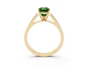 Fancy Green Radiant Cut Diamond Solitaire Engagement Ring Set in Yellow gold with Prong Setting and Tapered Band