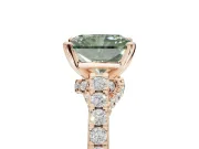 Radiant Cut Pavé Solitaire Engagement Ring Setting for a Fancy Green Lab-Grown Diamond | Crossover Gallery | Rose Gold