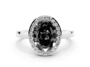 Fancy Black Oval Cut Diamond Halo Ring Set in White gold with Solitaire Band and Prong Setting