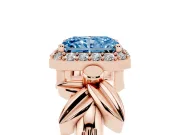 Radiant Cut Floral Halo Engagement Ring Setting for a Fancy Blue Lab-Grown Diamond | Rose Gold