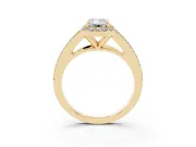 Emerald Cut Halo Engagement Ring Setting | V-Split Pavé Band | Yellow Gold