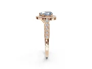 Heart-Shaped Graduated Milgrain Halo Engagement Ring Setting for a Fancy Blue Lab-Grown Diamond | Rose Gold