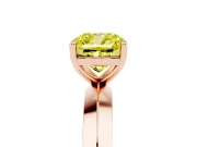 Fancy Yellow Cushion Cut Diamond Solitaire Engagement Ring Set in Rose gold with Flat Band and Prong Setting