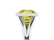 Fancy Yellow Bezel Set Princess Cut Diamond Solitaire Ring Set in Silver with Tapered Band