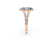 Marquise Split Shank Halo Engagement Ring Setting for a Fancy Blue Lab-Grown Diamond | Rose Gold