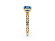 Fancy Blue Asscher Cut Diamond Pavé Band Solitaire Set in Yellow gold with Prong Setting