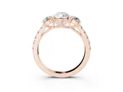 Pear-Shaped Three Stone Engagement Ring Setting | Pave Shoulders | Rose Gold