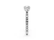 Cushion Cut Shared Prong Solitaire Engagement Ring Setting | Pavé Band | White Gold