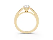 Pear Cut Diamond Solitaire Ring Set in Yellow gold with Prong Setting and Classic Band