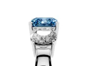 Asscher Cut Three Stone Engagement Ring Setting for a Fancy Blue Lab-Grown Diamond | Wide Plain Band | Platinum