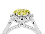 Heart-Shaped Halo Engagement Ring Setting for a Fancy Yellow Lab-Grown Diamond | Filigree Shoulders | White Gold