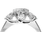 Heart-Shaped Three Stone Engagement Ring Setting | Wide Tapered Shoulders | Sterling Silver