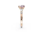 Heart-Shaped Tapered Baguette Engagement Ring Setting for a Fancy Pink Lab-Grown Diamond | Rose Gold