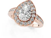 Pear-Shaped Framed Halo Engagement Ring Setting | Graduated Pavé Band | Rose Gold