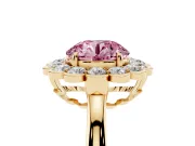 Round Scalloped Cluster Halo Engagement Ring Setting for a Fancy Pink Lab-Grown Diamond | Plain Band | Yellow Gold