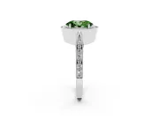 Oval Vintage Milgrain Halo Engagement Ring Setting for a Fancy Green Lab-Grown Diamond | Side Stones and Pave | Platinum