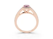 Emerald Cut Split Shank Halo Engagement Ring Setting for a Fancy Pink Lab-Grown Diamond | Rose Gold