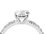 Oval Cut Diamond Pavé Solitaire Engagement Ring Set in Silver with Prong Setting
