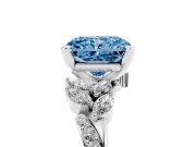Radiant Cut Floral Engagement Ring Setting for a Fancy Blue Lab-Grown Diamond | Platinum