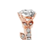 Heart-Shaped Leaf Pavé Engagement Ring Setting | Leaf Motif Shoulders | Rose Gold