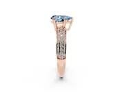 Pear-Shaped Three Row Pave Engagement Ring Setting for a Fancy Blue Lab-Grown Diamond | Rose Gold