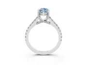 Marquise Hidden Halo Pave Engagement Ring Setting for a Fancy Blue Lab-Grown Diamond | Claw Prongs | Sterling Silver