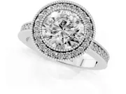 Round Milgrain Halo Engagement Ring Setting | Pave Band | Platinum