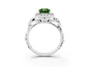 Radiant Cut Filigree Halo Engagement Ring Setting for a Fancy Green Lab-Grown Diamond | Platinum