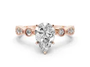 Pear-Shaped Vintage Milgrain Solitaire Engagement Ring Setting | Bezel Accents | Rose Gold