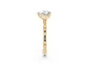 Heart Cut Diamond Solitaire Ring Set in Yellow gold with Bamboo Band and Prong Setting
