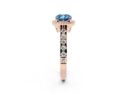 Cushion Cut Accented Halo Engagement Ring Setting for a Fancy Blue Lab-Grown Diamond | Rose Gold