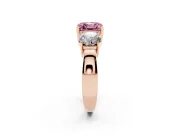 Asscher Cut Three Stone Engagement Ring Setting for a Fancy Pink Lab-Grown Diamond | Wide Plain Band | Rose Gold
