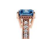 Asscher Cut Engraved Engagement Ring Setting for a Fancy Blue Lab-Grown Diamond | Rose Gold