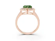 Heart-Shaped Scalloped Cluster Halo Engagement Ring Setting for a Fancy Green Lab-Grown Diamond | Plain Band | Rose Gold