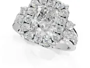 Radiant Cut Halo Side Cluster Engagement Ring Setting | Graduated Channel Band | White Gold