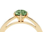 Fancy Green Pear Cut Diamond Solitaire Engagement Ring Set in Yellow gold with Prong Setting on a Classic Band