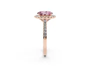 Oval Raised Halo Engagement Ring Setting for a Fancy Pink Lab-Grown Diamond | Pave Band | Rose Gold