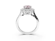 Oval Double Halo Engagement Ring Setting for a Fancy Pink Lab-Grown Diamond | Pave Shoulders | Sterling Silver
