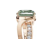 Asscher Cut Bypass Solitaire Engagement Ring Setting for a Fancy Green Lab-Grown Diamond | Pavé Strands | Rose Gold