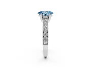 Oval Hidden Halo Engagement Ring Setting for a Fancy Blue Lab-Grown Diamond | Milgrain Pave | Sterling Silver