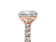 Radiant Cut Pave Engagement Ring Setting | Shared Prong Band | Rose Gold