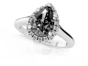 Pear-Shaped Halo Engagement Ring Setting for a Black Center | Plain Polished Band | White Gold
